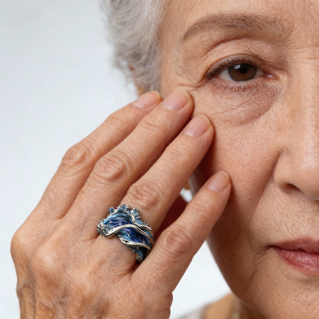Retro-Goldring für Damen mit Wellen-Design