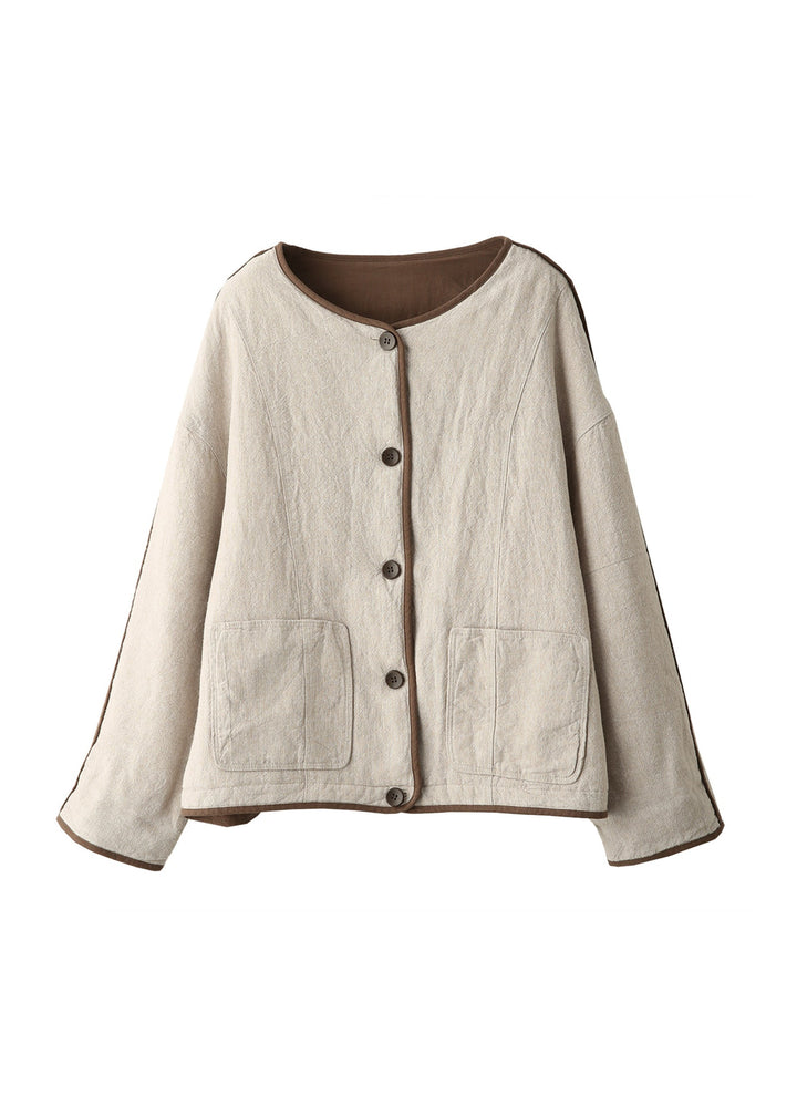 Damen Jacke mit Taschen, Knöpfen und Rundhalsausschnitt