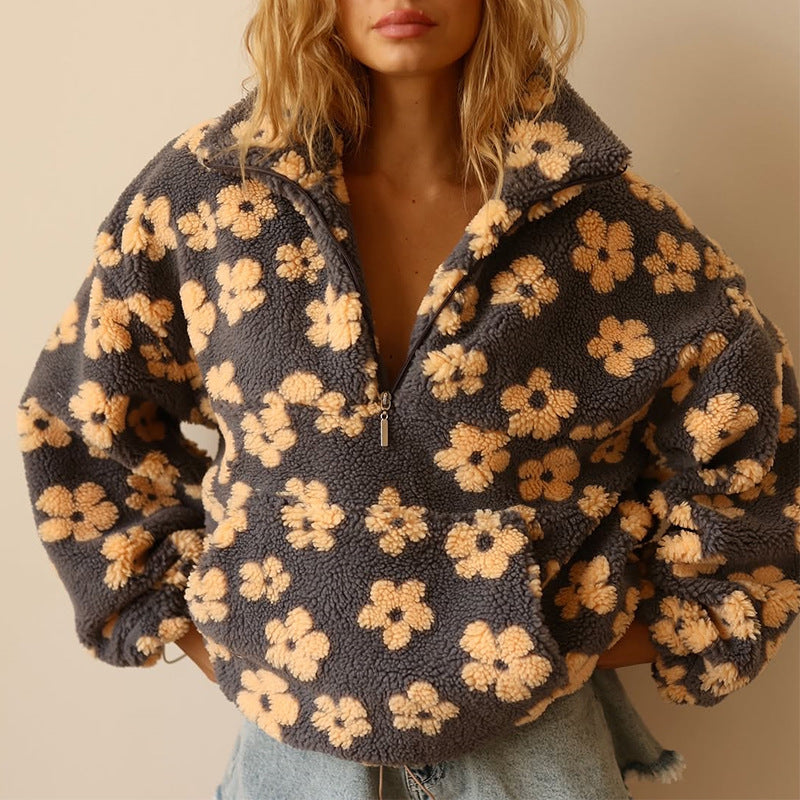 Daisy | Langarm-Hoodie für Damen mit Blumenmuster und Kapuze