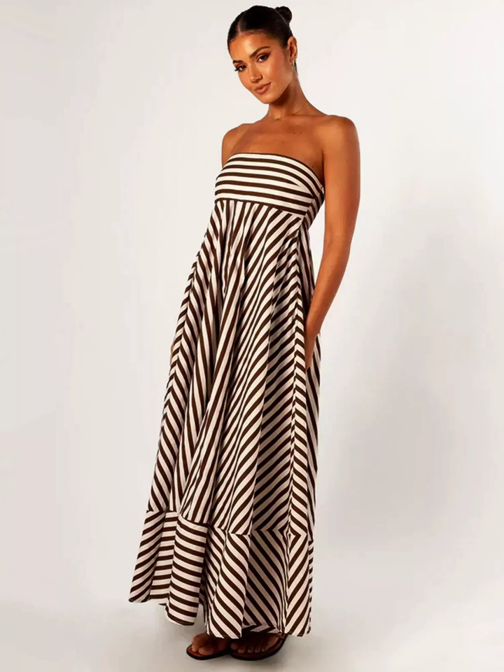 Charlotte | Damen gestreiftes Maxikleid