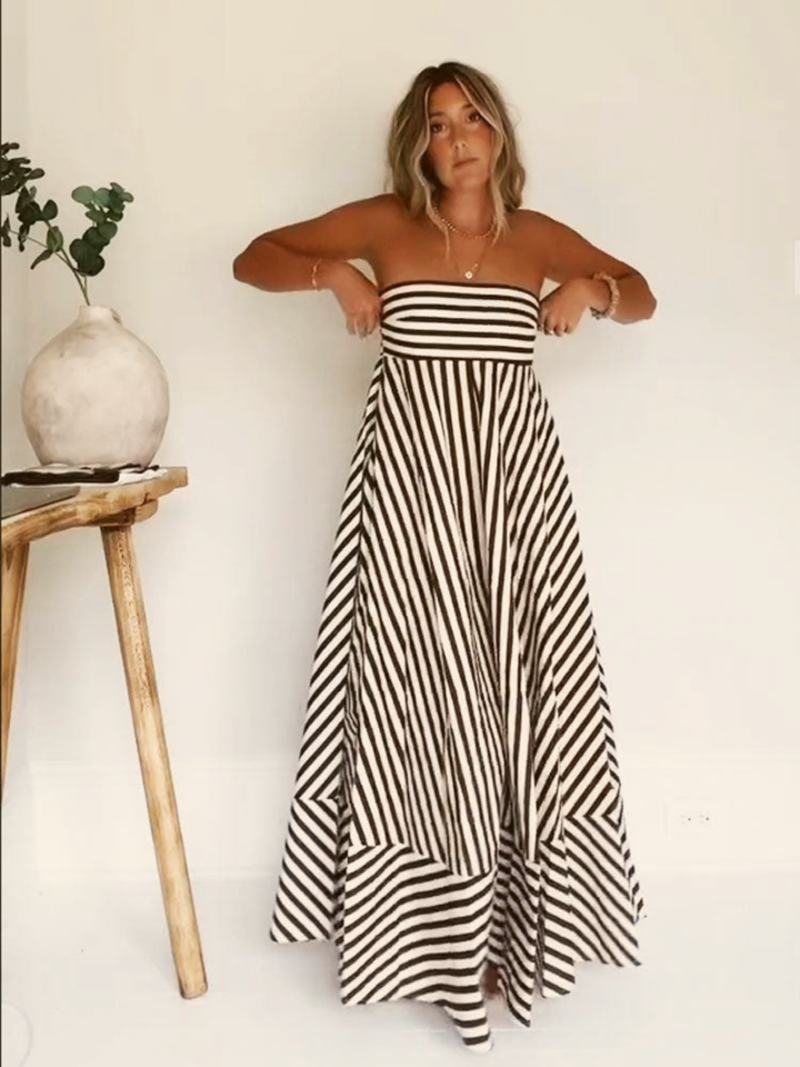 Charlotte | Damen gestreiftes Maxikleid