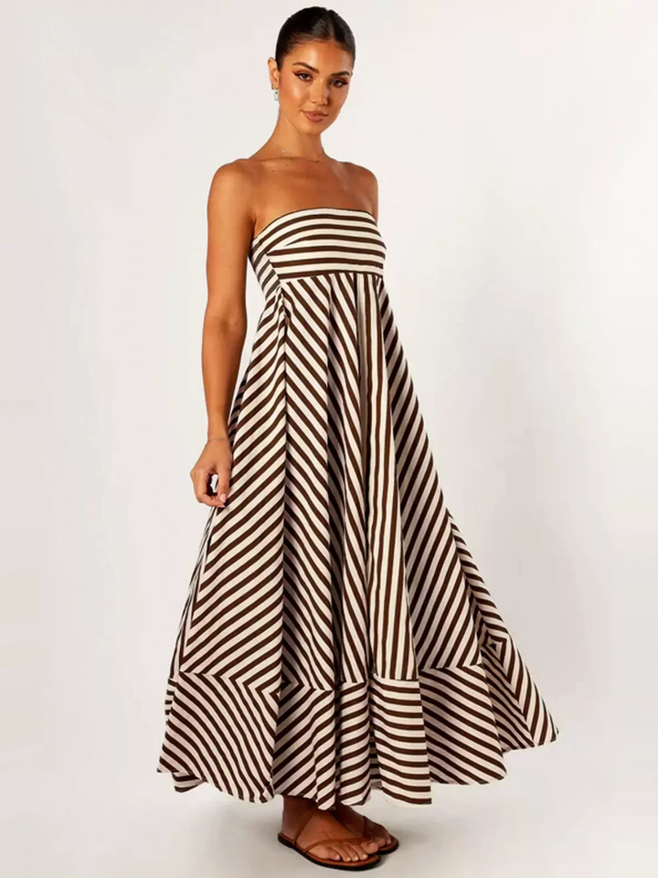 Charlotte | Damen gestreiftes Maxikleid