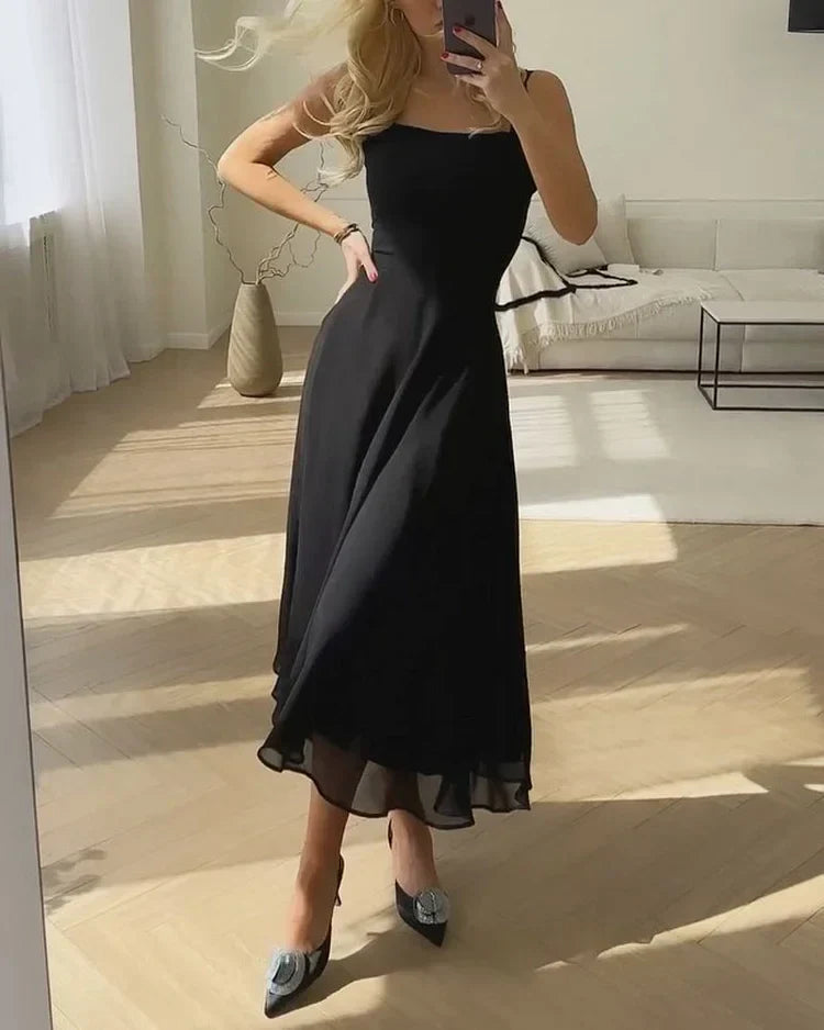 Damen ärmelloses Maxikleid mit quadratischem Ausschnitt