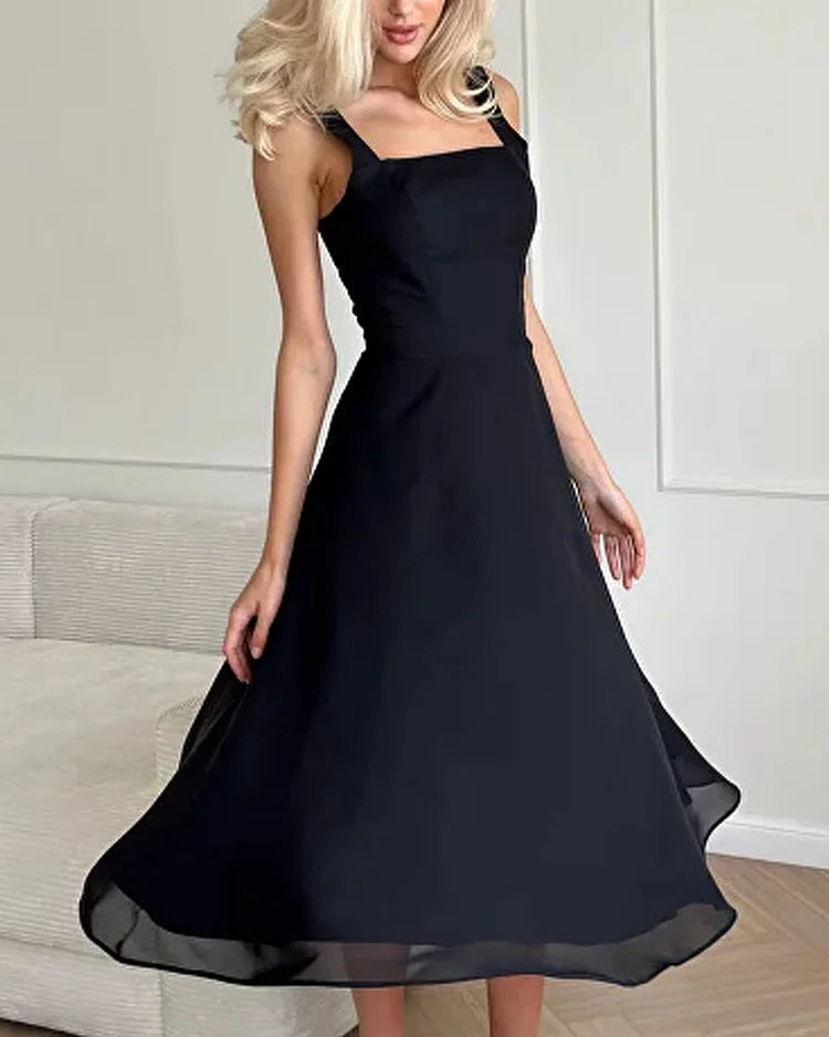 Damen ärmelloses Maxikleid mit quadratischem Ausschnitt