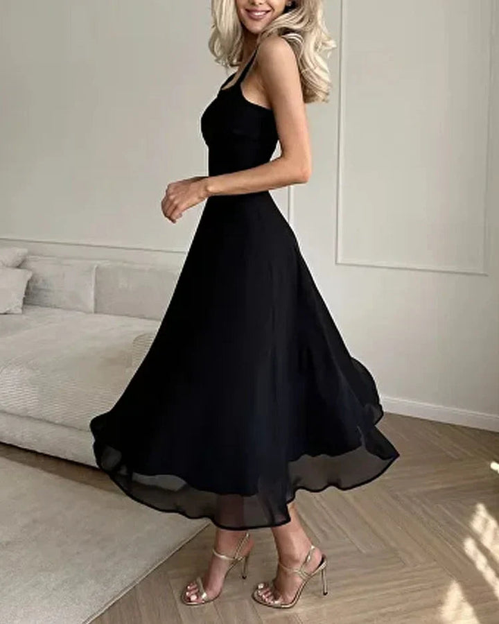 Damen ärmelloses Maxikleid mit quadratischem Ausschnitt