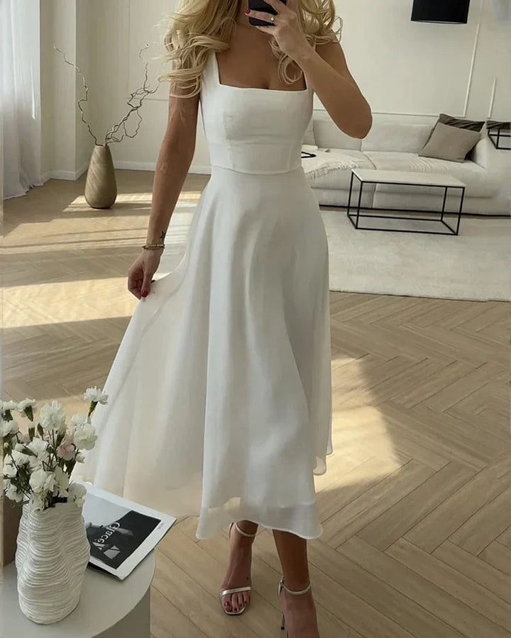 Damen ärmelloses Maxikleid mit quadratischem Ausschnitt