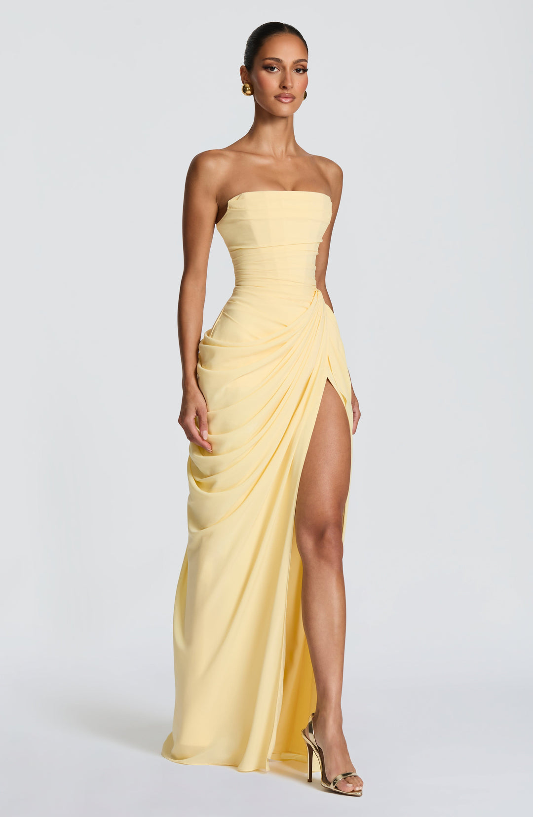 Mila | Damen Maxikleid mit seitlichem Schlitz und Schnürung