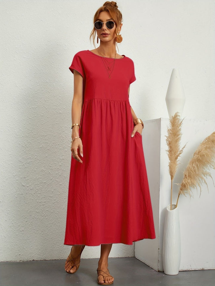 Caroline | Elegantes Casual-Kleid mit Rundhalsausschnitt und langen Ärmeln