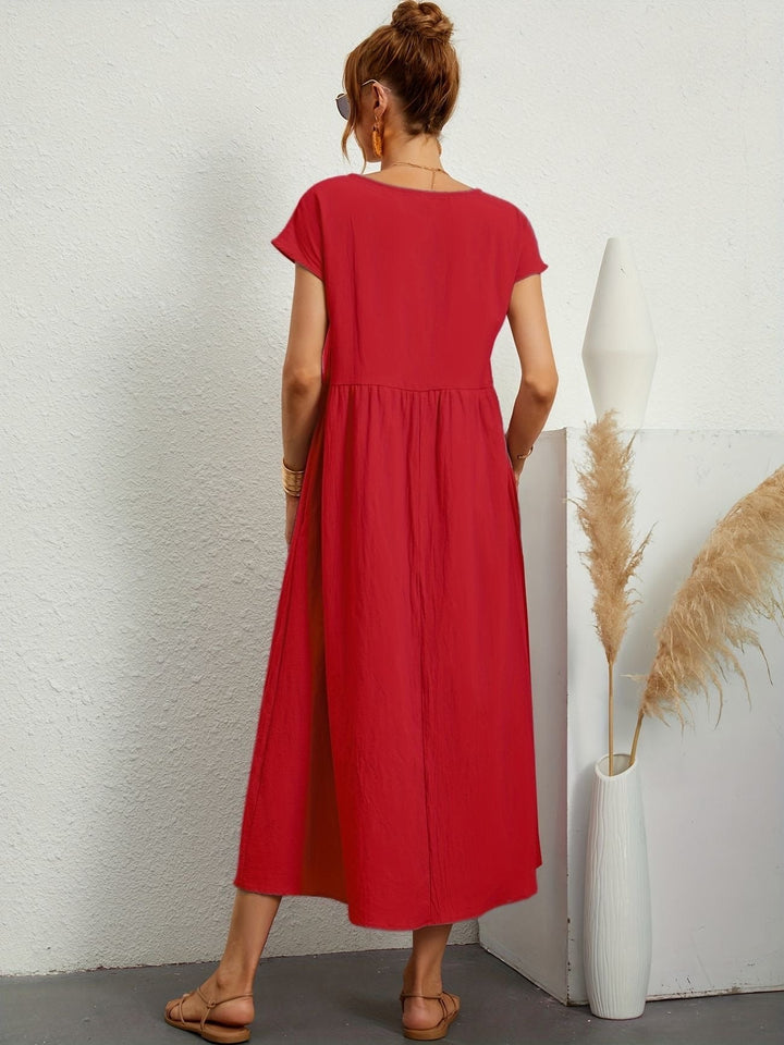 Caroline | Elegantes Casual-Kleid mit Rundhalsausschnitt und langen Ärmeln
