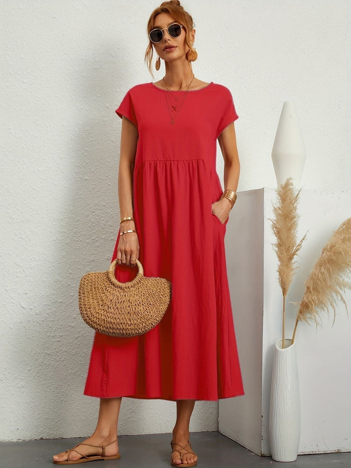 Caroline | Elegantes Casual-Kleid mit Rundhalsausschnitt und langen Ärmeln