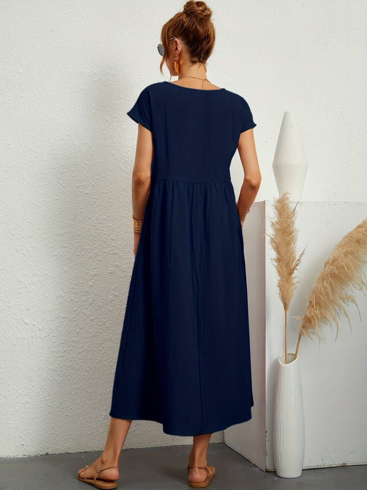 Caroline | Elegantes Casual-Kleid mit Rundhalsausschnitt und langen Ärmeln