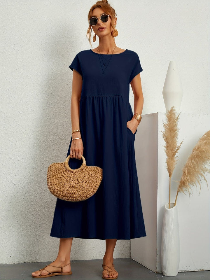 Caroline | Elegantes Casual-Kleid mit Rundhalsausschnitt und langen Ärmeln