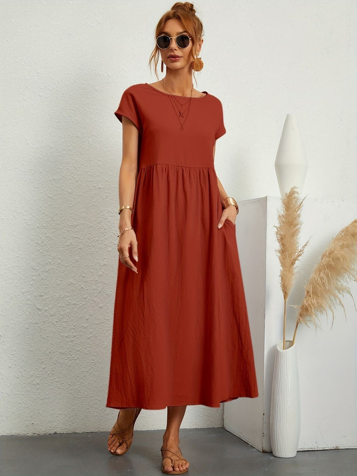 Caroline | Elegantes Casual-Kleid mit Rundhalsausschnitt und langen Ärmeln
