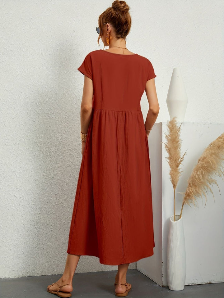 Caroline | Elegantes Casual-Kleid mit Rundhalsausschnitt und langen Ärmeln