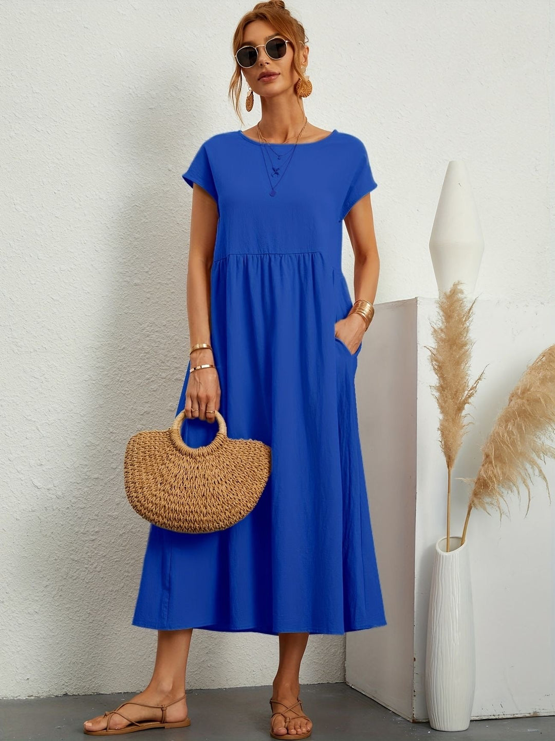 Caroline | Elegantes Casual-Kleid mit Rundhalsausschnitt und langen Ärmeln