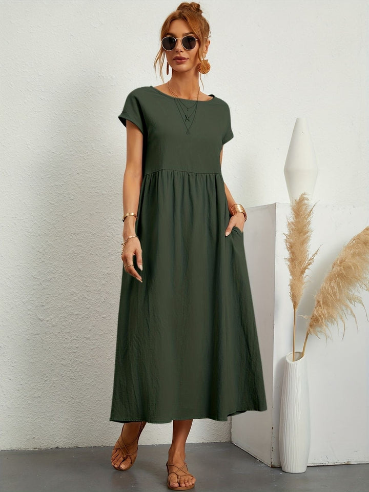 Caroline | Elegantes Casual-Kleid mit Rundhalsausschnitt und langen Ärmeln