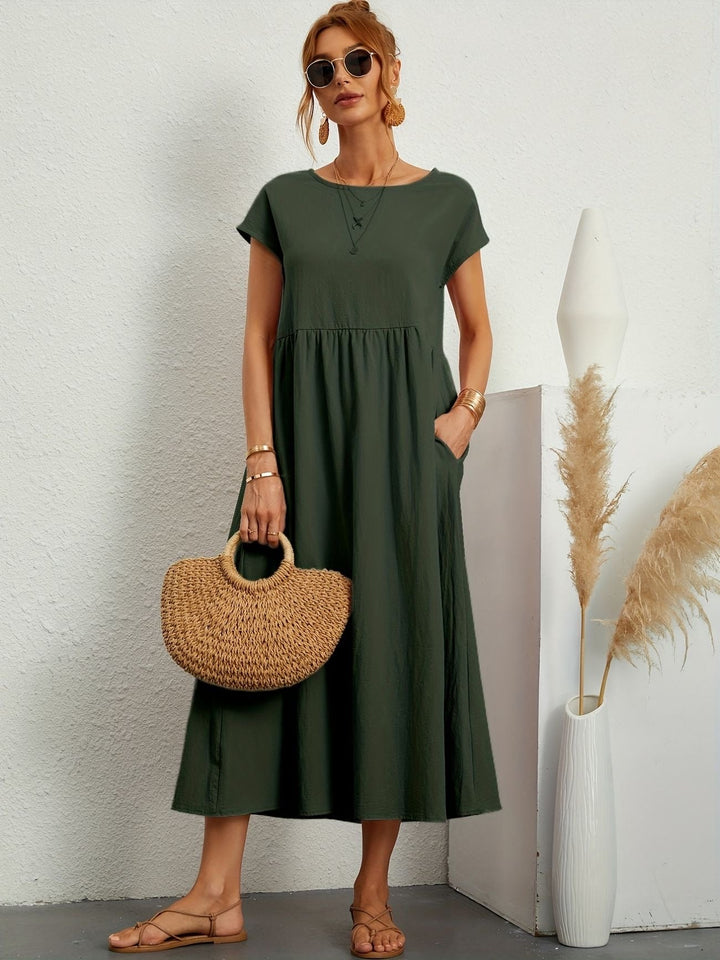 Caroline | Elegantes Casual-Kleid mit Rundhalsausschnitt und langen Ärmeln