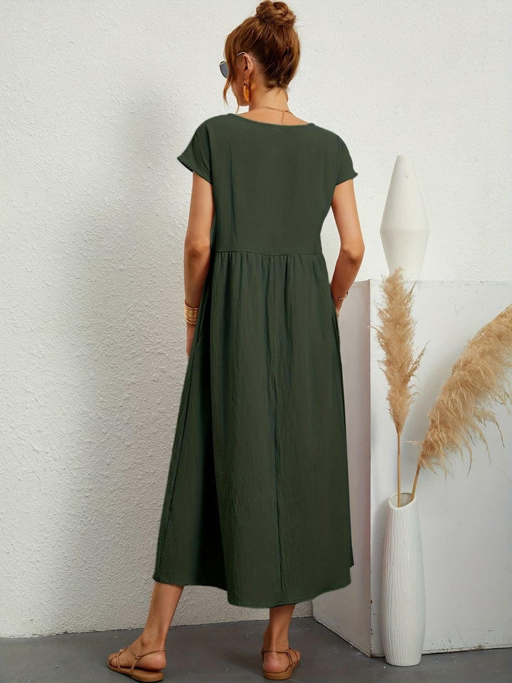 Caroline | Elegantes Casual-Kleid mit Rundhalsausschnitt und langen Ärmeln