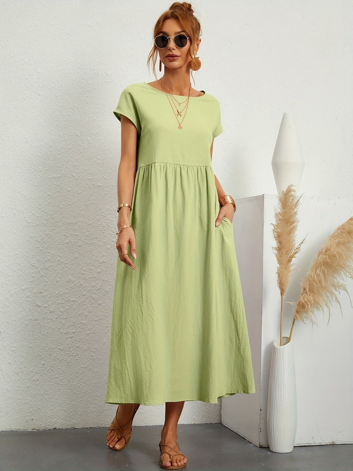 Caroline | Elegantes Casual-Kleid mit Rundhalsausschnitt und langen Ärmeln