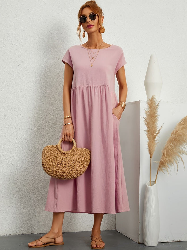 Caroline | Elegantes Casual-Kleid mit Rundhalsausschnitt und langen Ärmeln