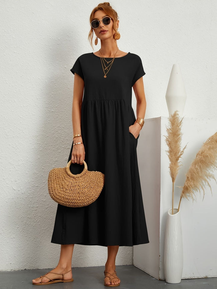 Caroline | Elegantes Casual-Kleid mit Rundhalsausschnitt und langen Ärmeln