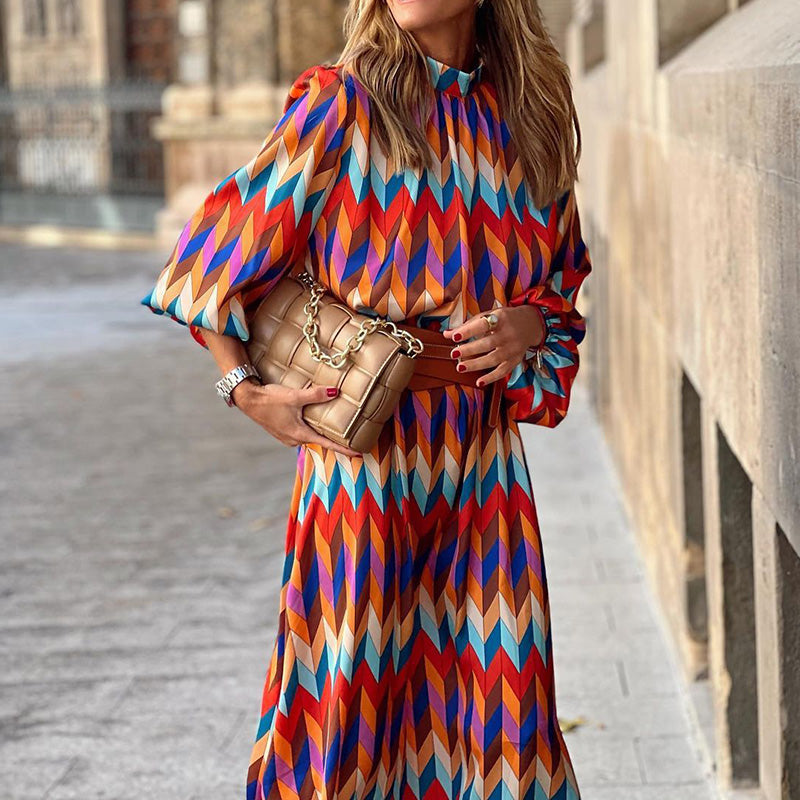Cassandra | Lebhaftes Geometrisches Maxikleid für Damen