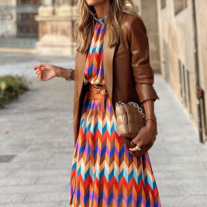 Cassandra | Lebhaftes Geometrisches Maxikleid für Damen