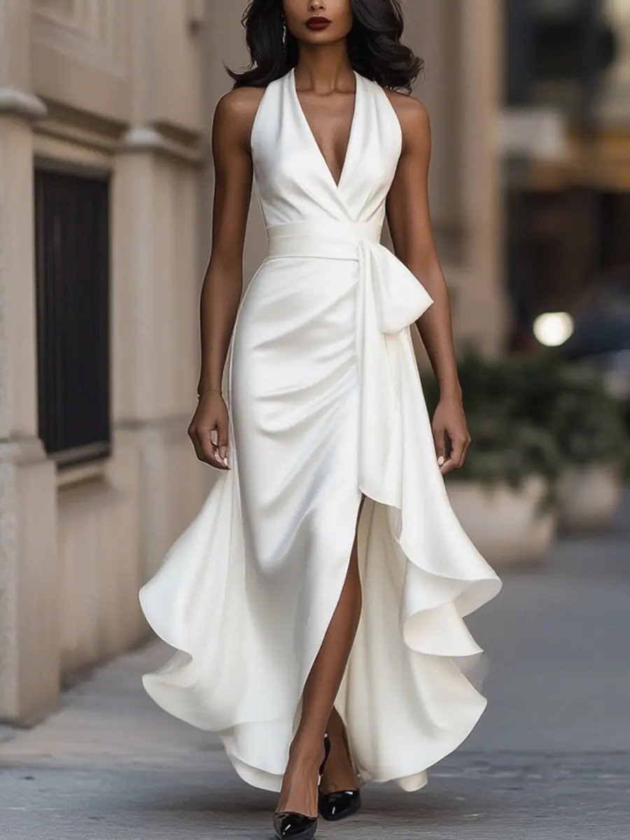 Nocturna | Klassisches Eleganzkleid für Damen mit Neckholder-Ausschnitt