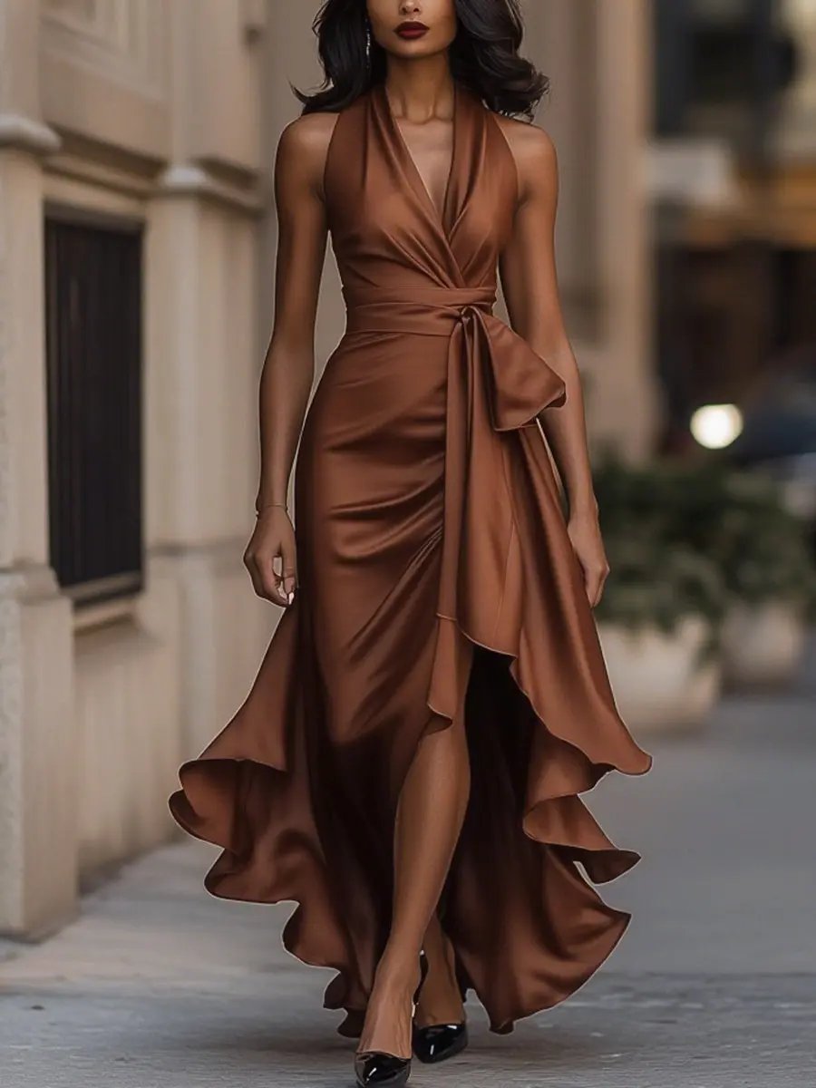 Nocturna | Klassisches Eleganzkleid für Damen mit Neckholder-Ausschnitt