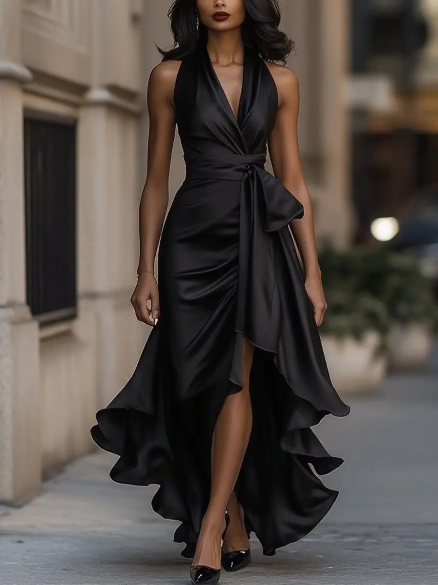 Nocturna | Klassisches Eleganzkleid für Damen mit Neckholder-Ausschnitt