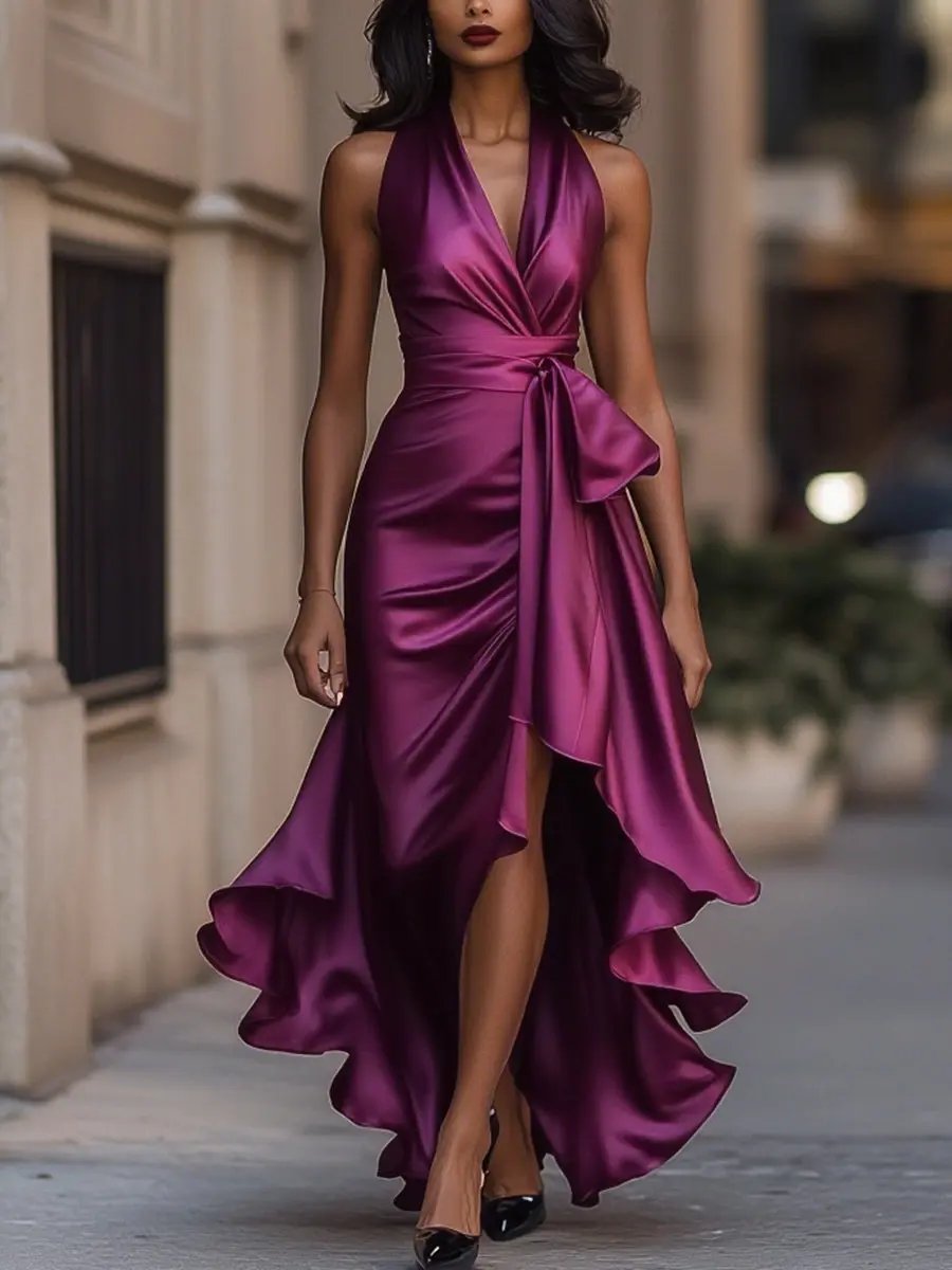 Nocturna | Klassisches Eleganzkleid für Damen mit Neckholder-Ausschnitt
