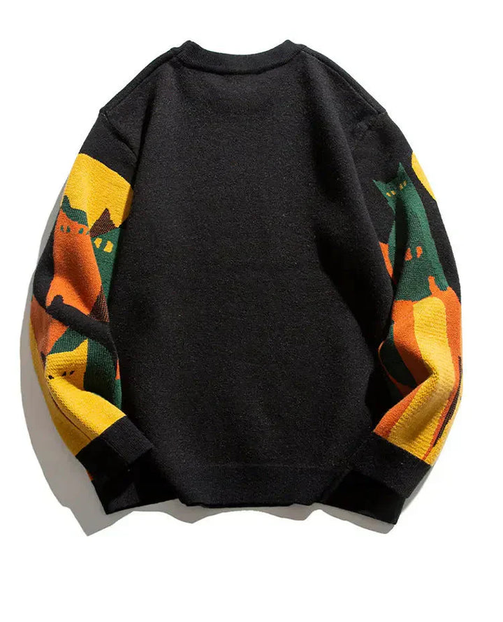 Toni | Katze Crew Pullover mit Rundhalsausschnitt und langen Ärmeln
