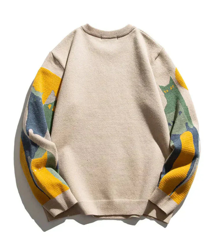 Toni | Katze Crew Pullover mit Rundhalsausschnitt und langen Ärmeln