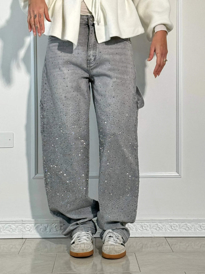 Violette | Hose für Damen mit hoher Taille und weiten Beinen und Knopftaschen