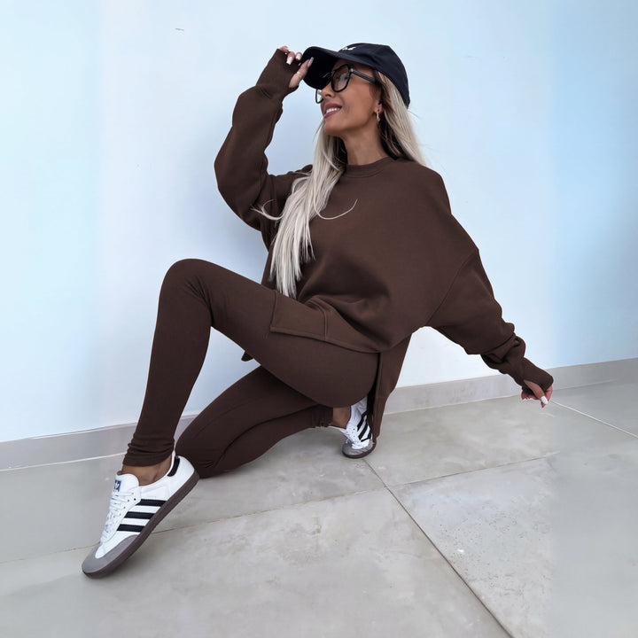 YACHI | Entspanntes Sweatshirt für Damen mit langen Ärmeln und Hosenensemble