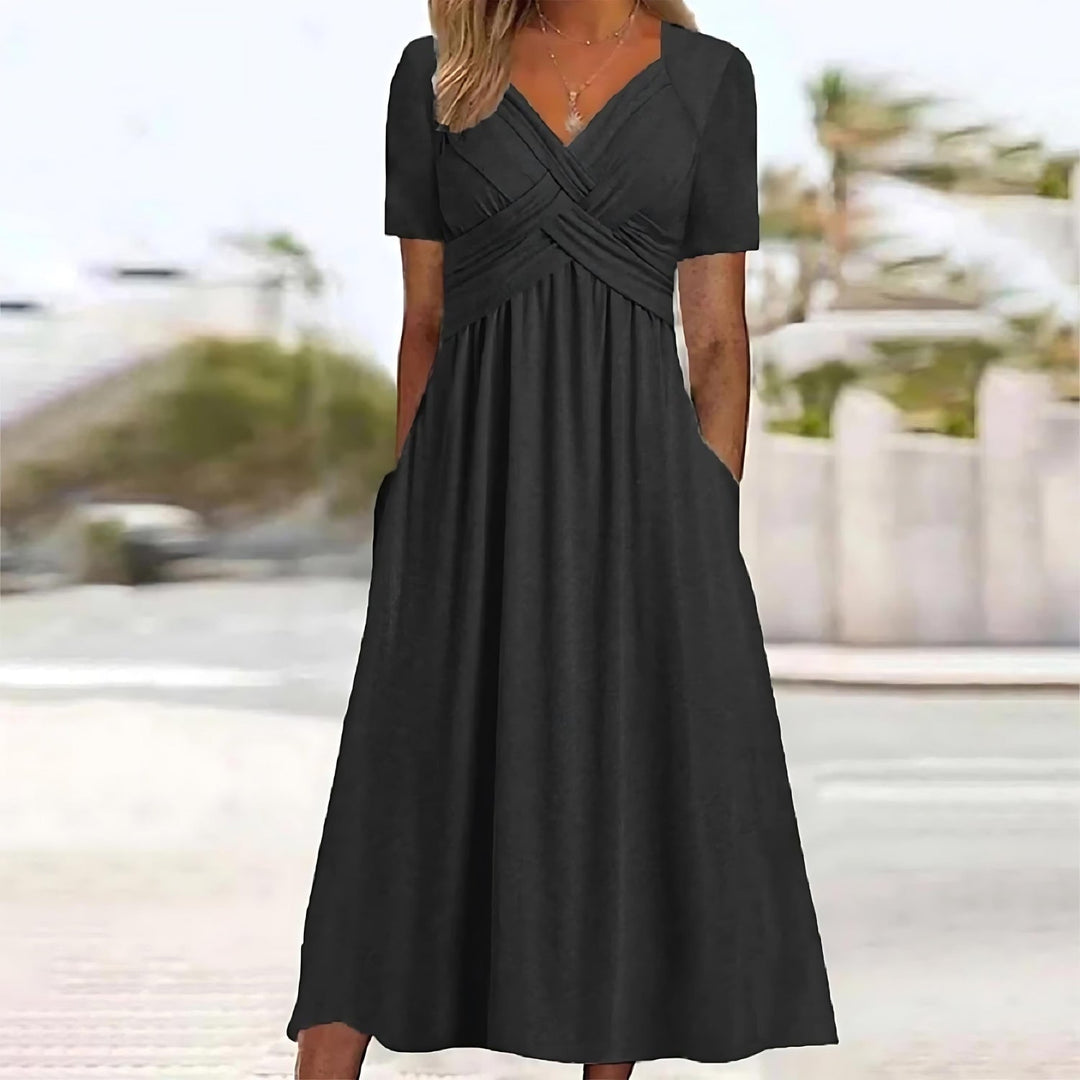 Vicky | Legeres Eleganz Midi-Kleid mit langen Ärmeln