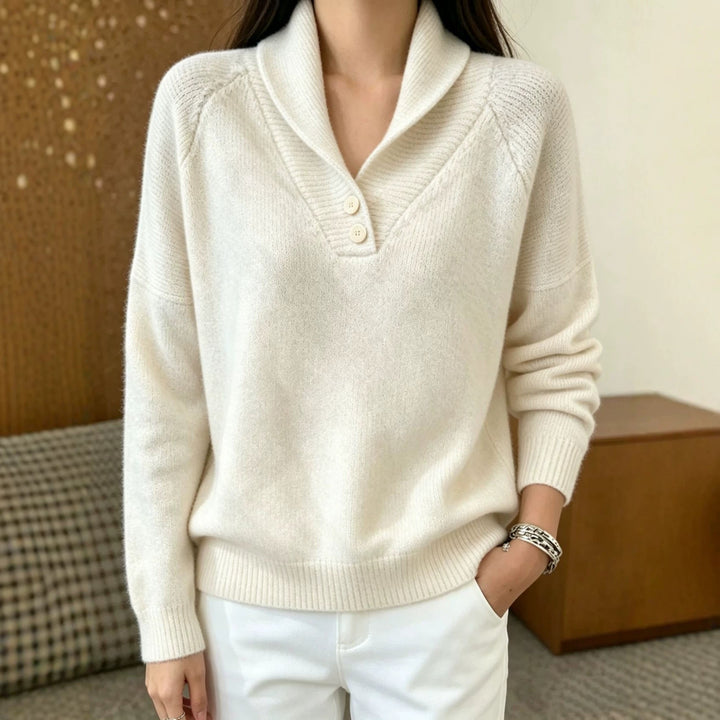 Sofia | Damen Langarmpullover mit Knöpfen