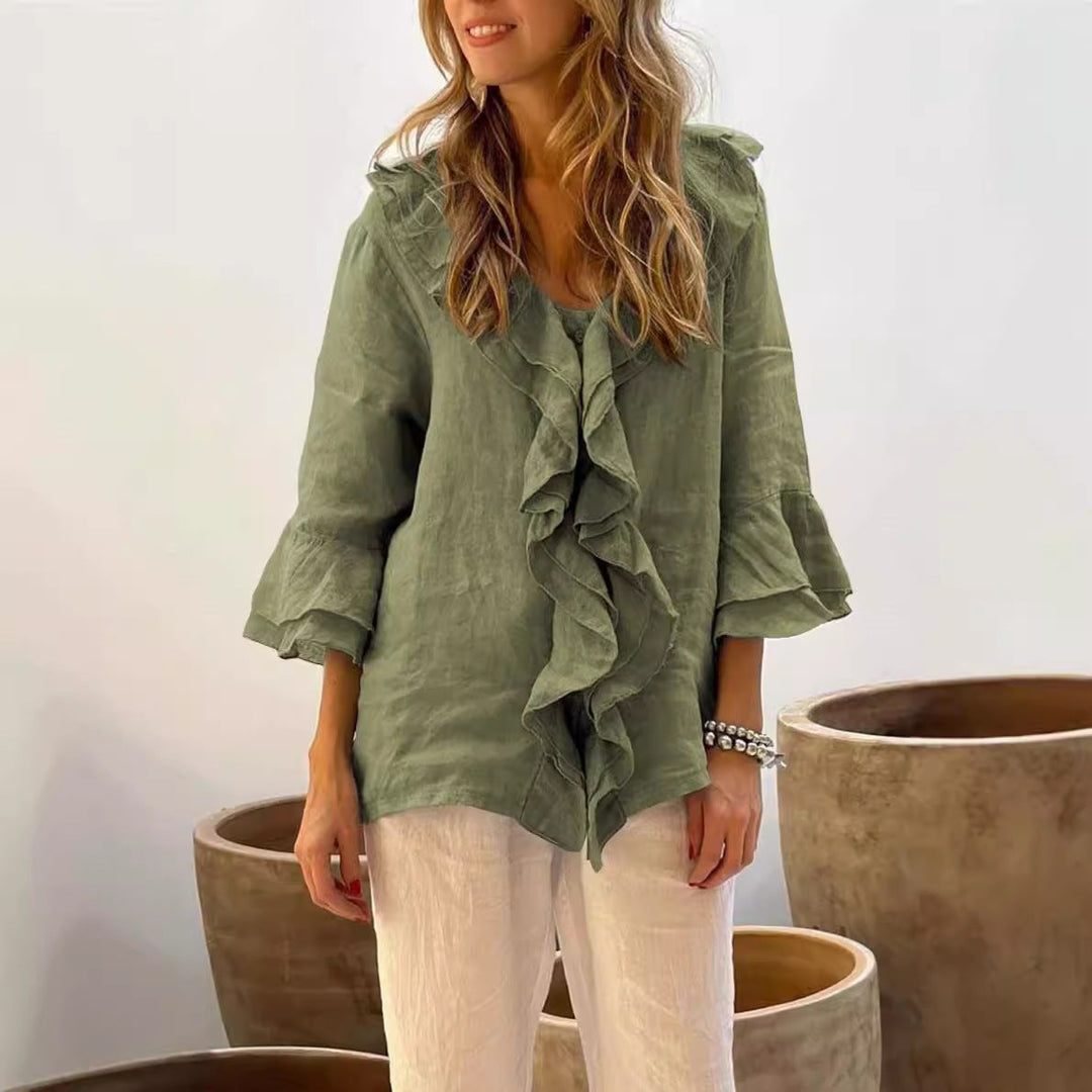 Cherry | Stylische Rüschbluse mit langen Ärmeln