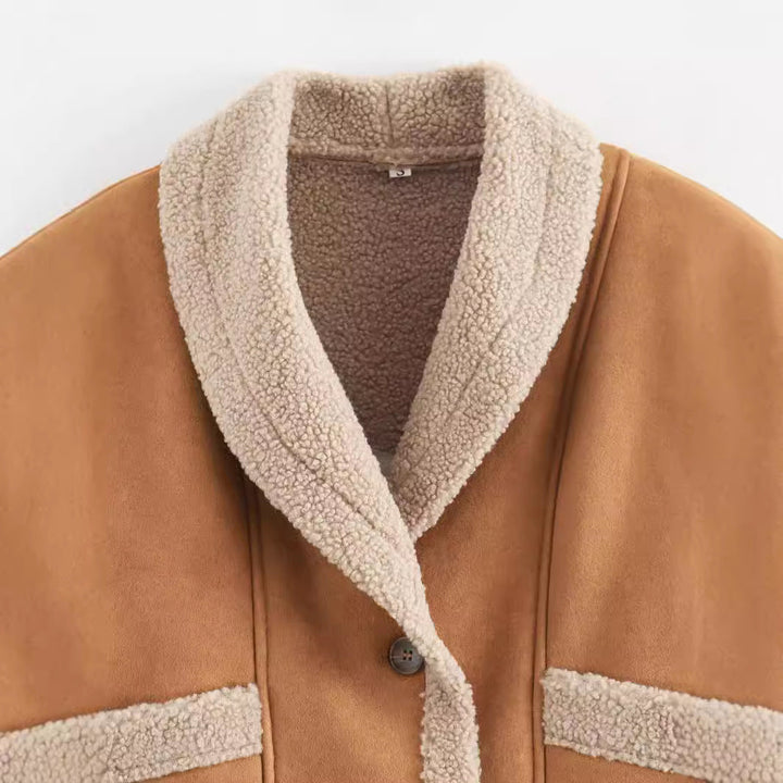 Damen Jacke Kurz mit Knöpfen und Taschen