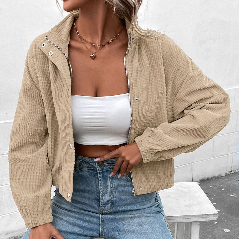 Damen Kurzjacke mit langen Ärmeln und Taschen