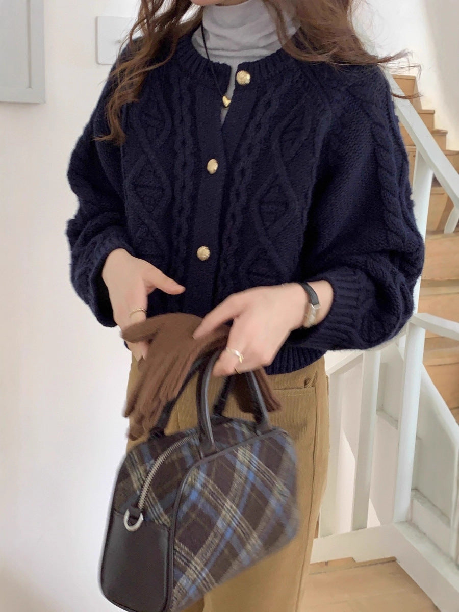 Damen Cardigan mit langen Ärmeln und Rundhalsausschnitt