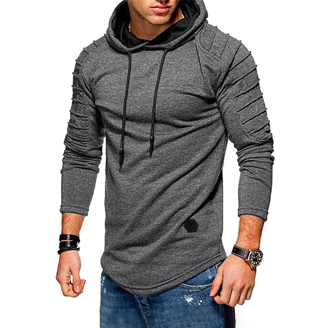 Herren Longline-Hoodie mit langen Ärmeln und Kordelzug
