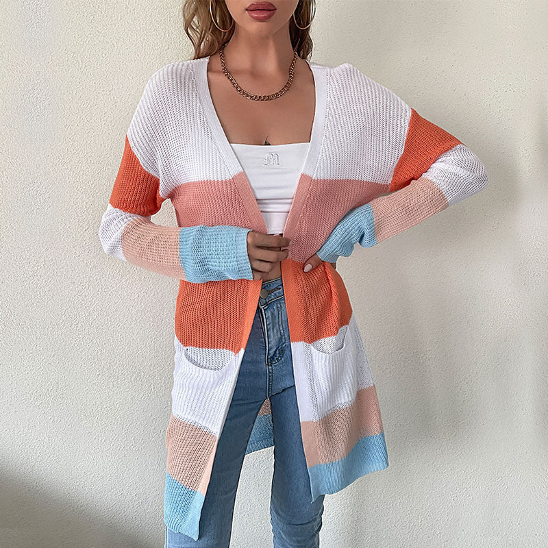 Damen Cardigan mit Taschen und langen Ärmeln