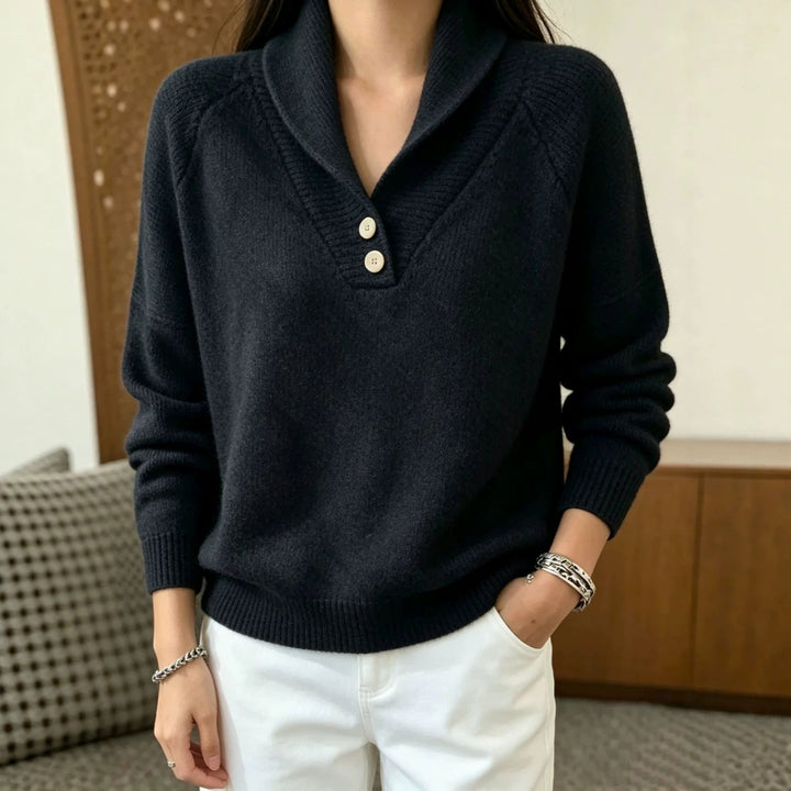Sofia | Damen Langarmpullover mit Knöpfen