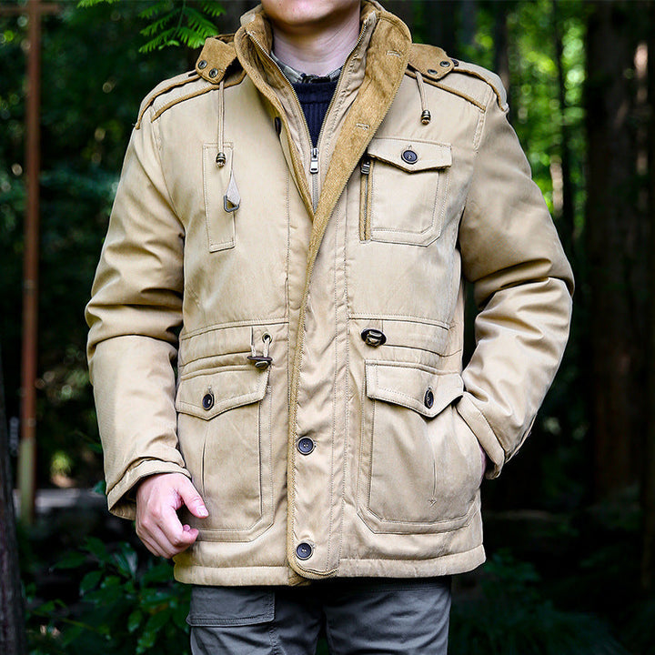 Herren Parka mit Taschen, Knöpfen, Kordelzug und Kapuze