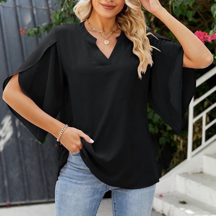 Leni | Elegantes V-Ausschnitt Top mit langen Ärmeln