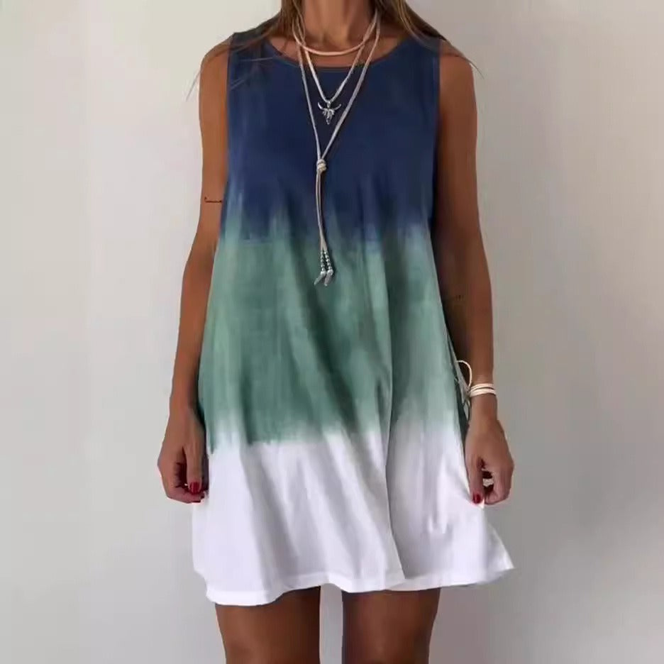 Vionette | Lässiges Gradient Kleid für Damen mit Rundhalsausschnitt