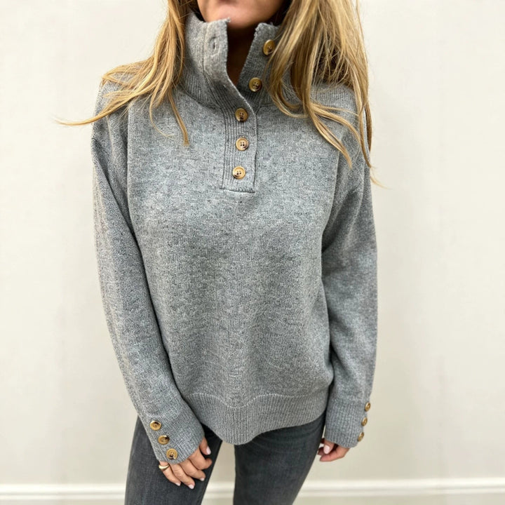 Lea | Damen Pullover mit langen Ärmeln und Knöpfen