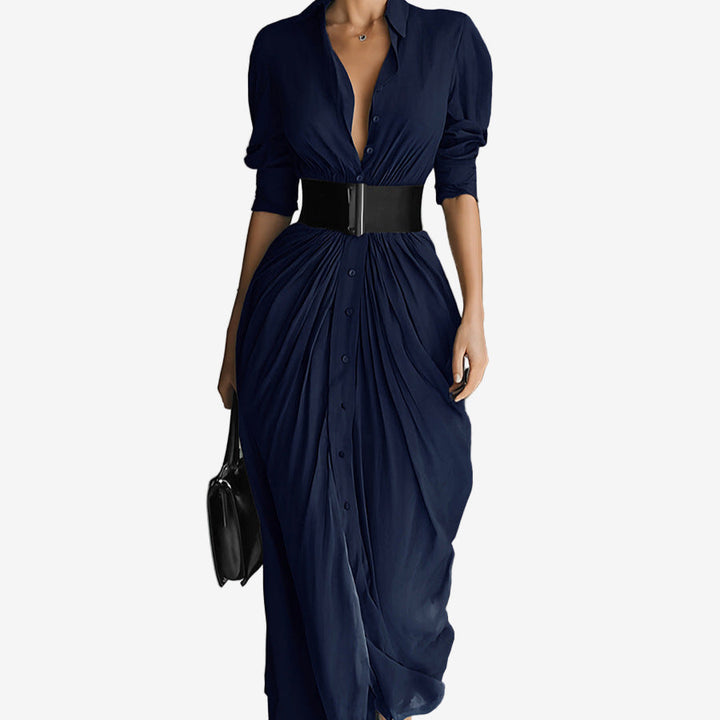 Kalisha Langarmkleid für Damen mit V-Ausschnitt und 3/4-Ärmeln