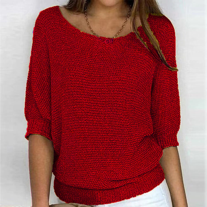 Sara | Komfortpullover für Damen mit Rundhalsausschnitt und kurzen Ärmeln